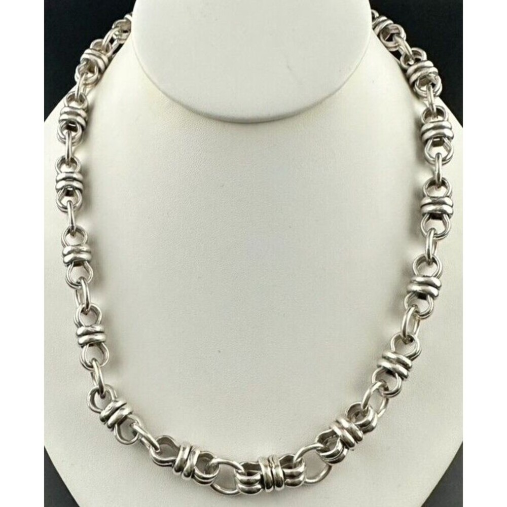 Fancy Book Link Sterling Silver 925 Chain Necklace Unisex Taxco Mexico 18"